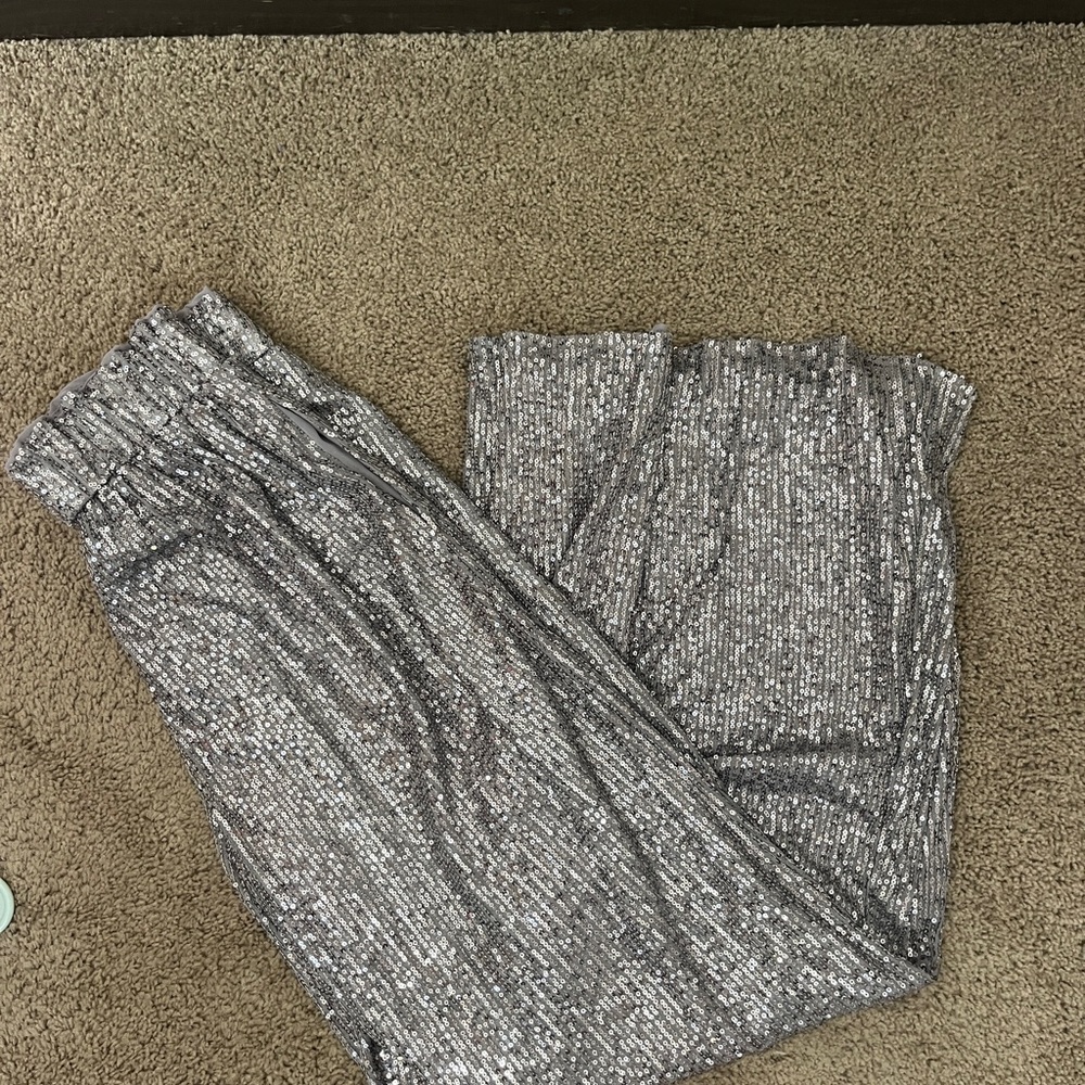 Lulu's Silver Wide Leg Pants